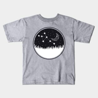 Moon and star constellation on night silhouette Kids T-Shirt